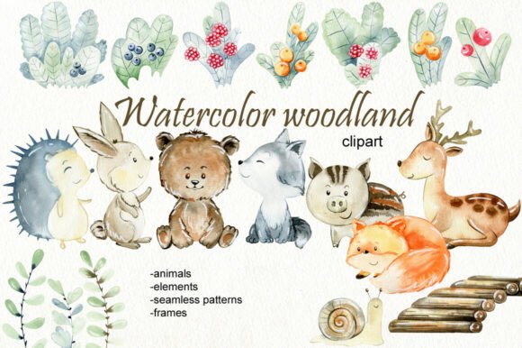 Download Watercolor Forest Animals Clipart. - Premium Resources
