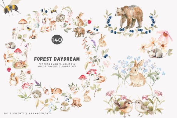 Download Watercolor Forest Animals - Woodland Cli - Watercolor forest animals Collection