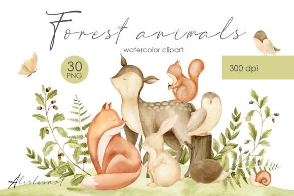 Download Watercolor Forest Animals | Baby Clipart - Watercolor forest animals Collection