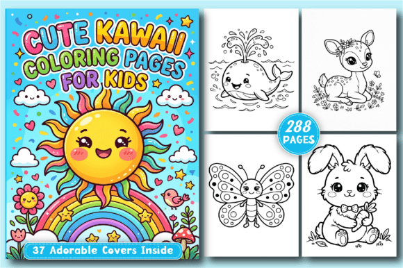 Download 288 Cute Kawaii Coloring Pages for Kids - Premium Resources