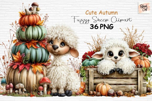 Download Cute Autumn Fuzzy Sheep Clipart PNG - Sheep Collection