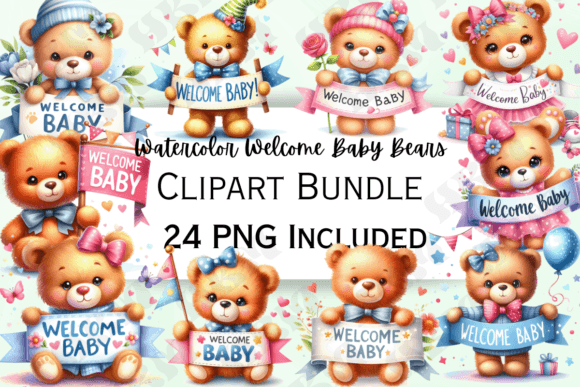 Download Watercolor Welcome Baby Bear Clipart - Baby bear clipart Collection