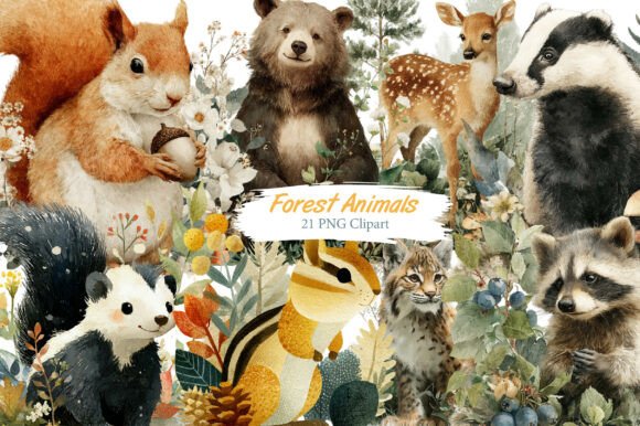 Download Watercolor Forest Animals Clipart - Watercolor forest animals Collection