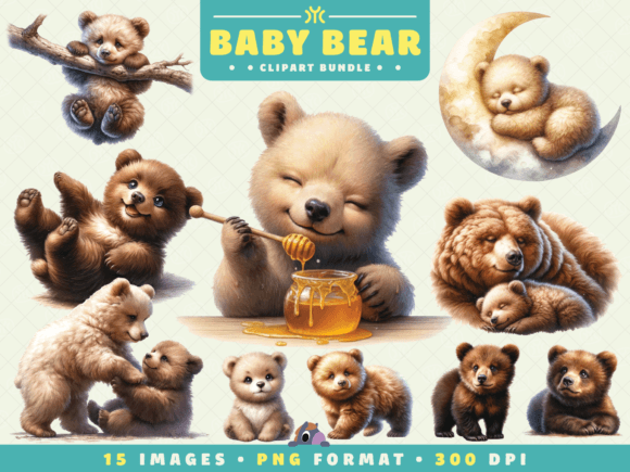 Download Watercolor Baby Bear Clipart - Baby bear clipart Collection