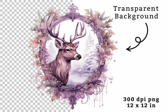 Download Vintage Watercolor Reindeer Clipart PNG - Reindeer clipart Collection